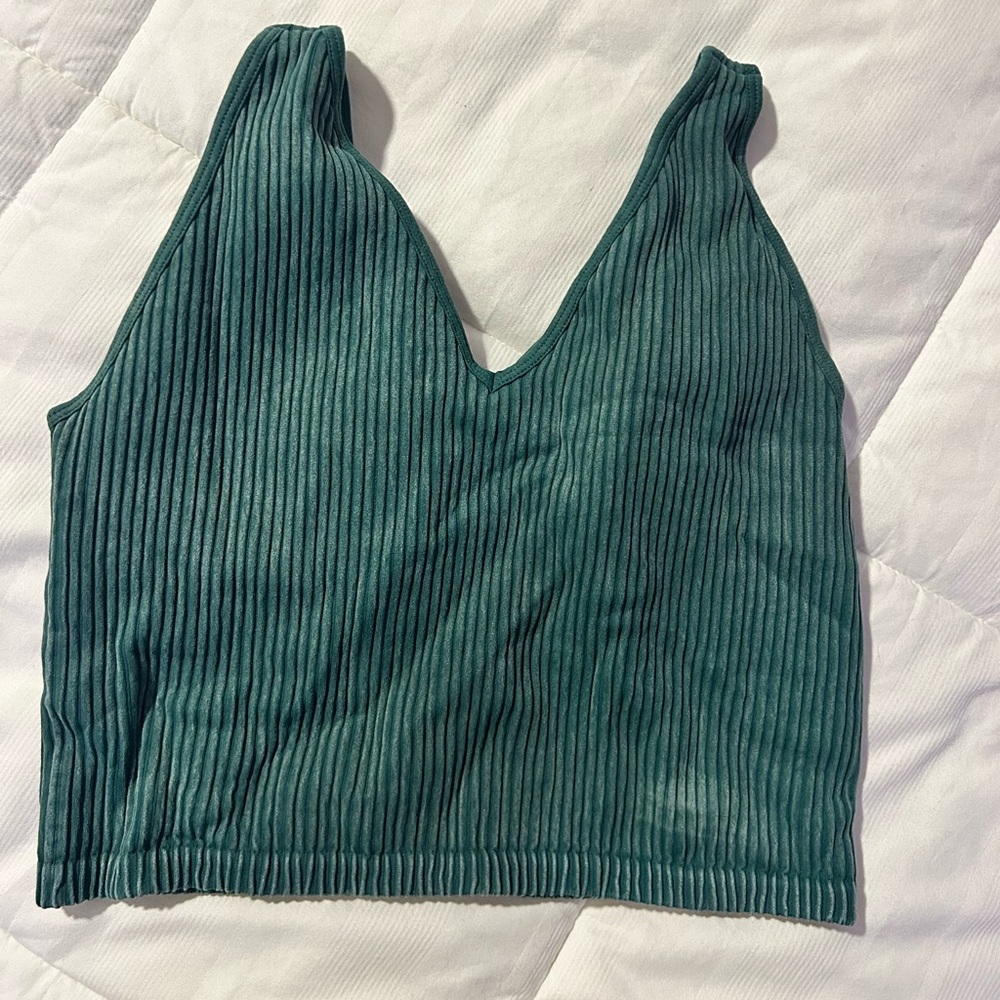 Women’s Green Ribbed Crop Top